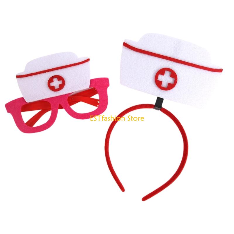 Women Accessories Description - Y5GC 2Pcs Nurse Caps Glasses Nurse