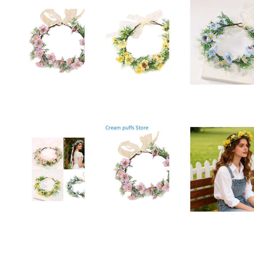 Women Accessories Description - 50LE Delicate Fabric Flower Crowns Elastic