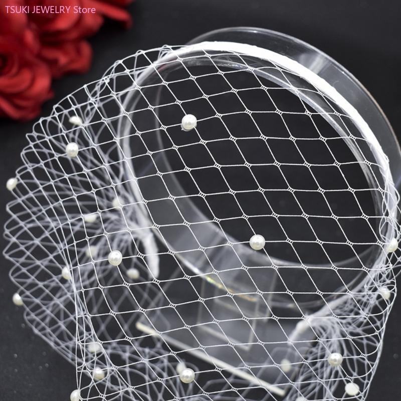 Women Accessories Description - 62KE Mesh Forehead Pearl Veil Headband