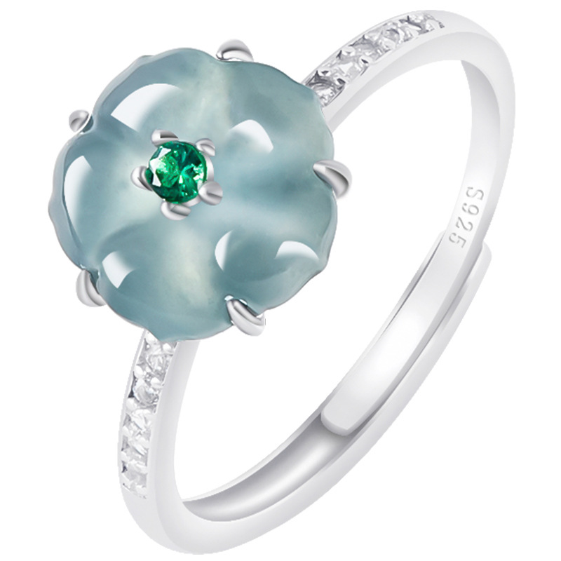 Blue Burmese Jadeite Flower Ri - Women Accessories To Gift recension och pris