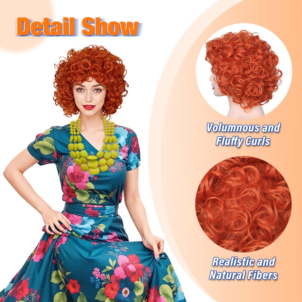 Short Fluffy Curly Orange Red  - Women'S Accessories In The 70S recension och pris