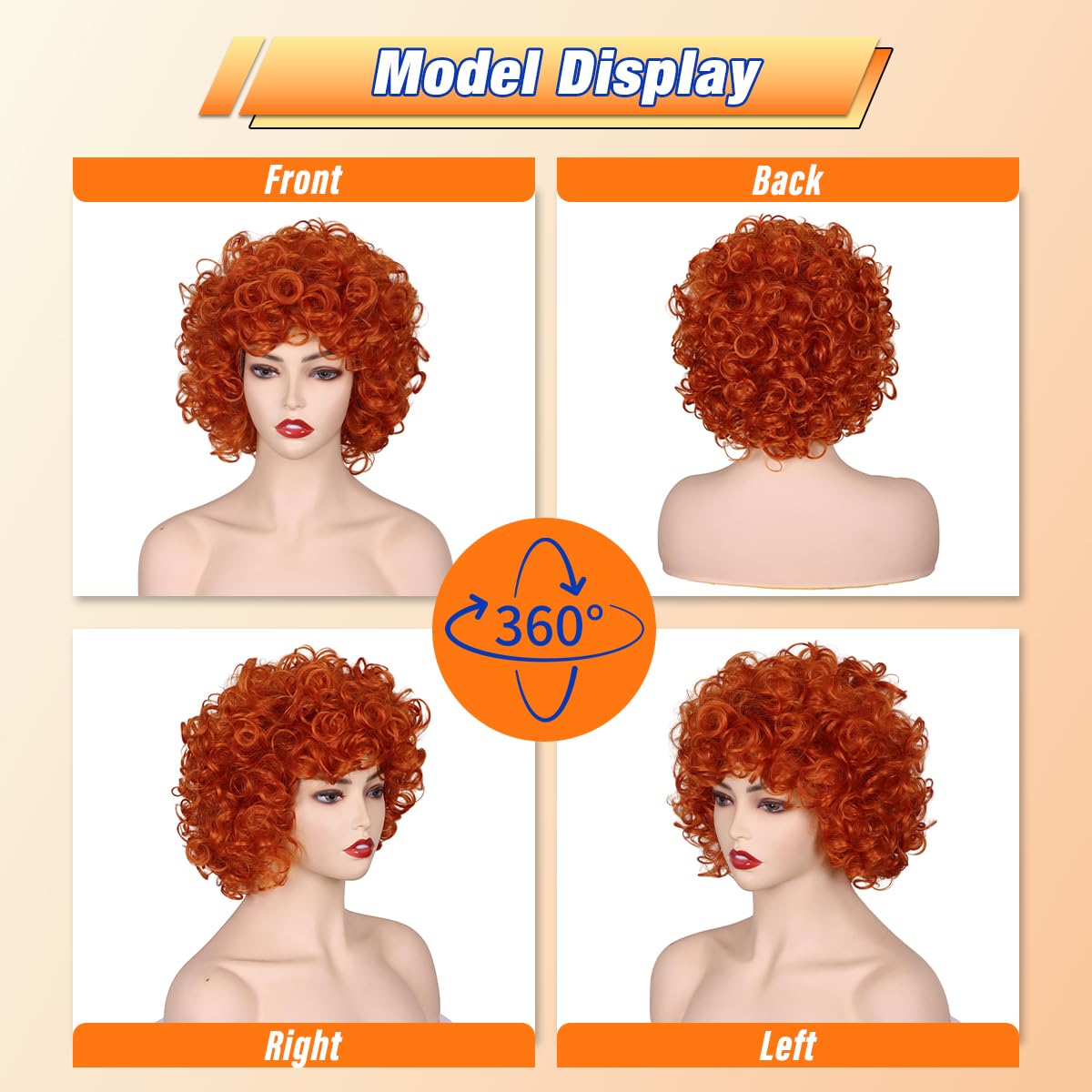 Short Fluffy Curly Orange Red  - Women'S Accessories In The 70S recension och pris