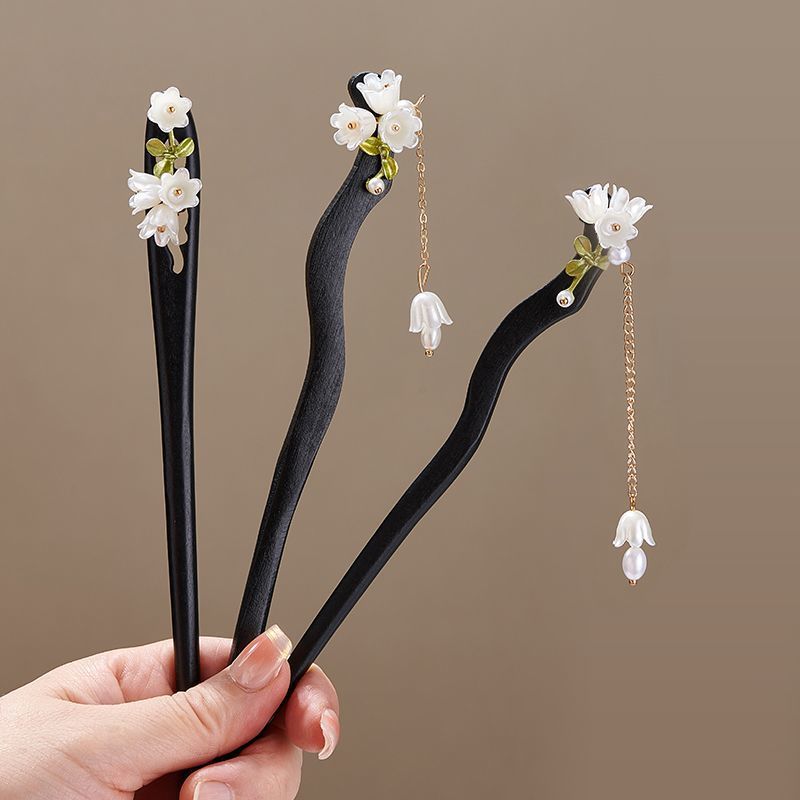 Wooden Flower Hairpin Vintage  - Pearl Hair Pin recension och pris