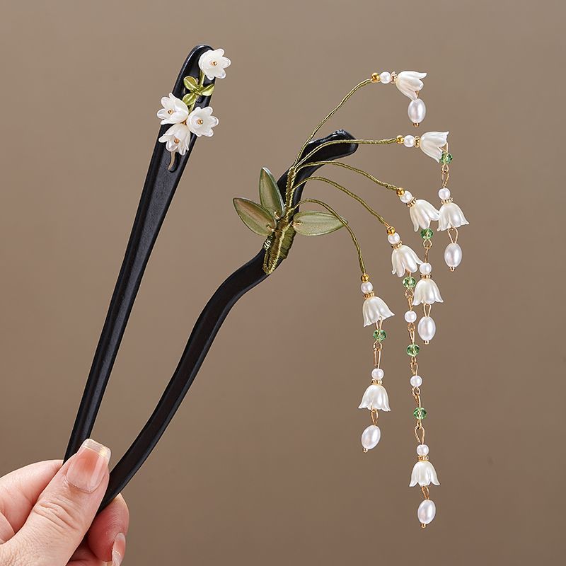 Wooden Flower Hairpin Vintage  - Pearl Hair Pin recension och pris