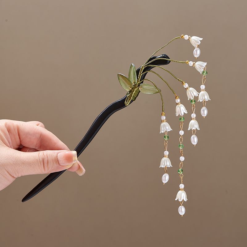 Wooden Flower Hairpin Vintage  - Pearl Hair Pin recension och pris