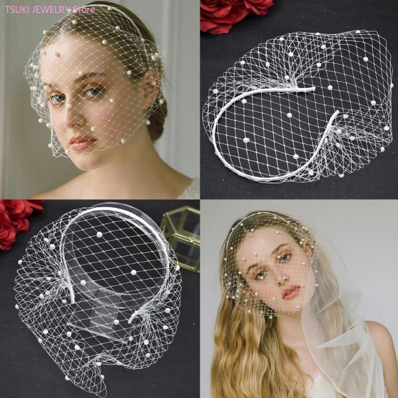 62KE Mesh Forehead Pearl Veil  - Women Accessories Description recension och pris